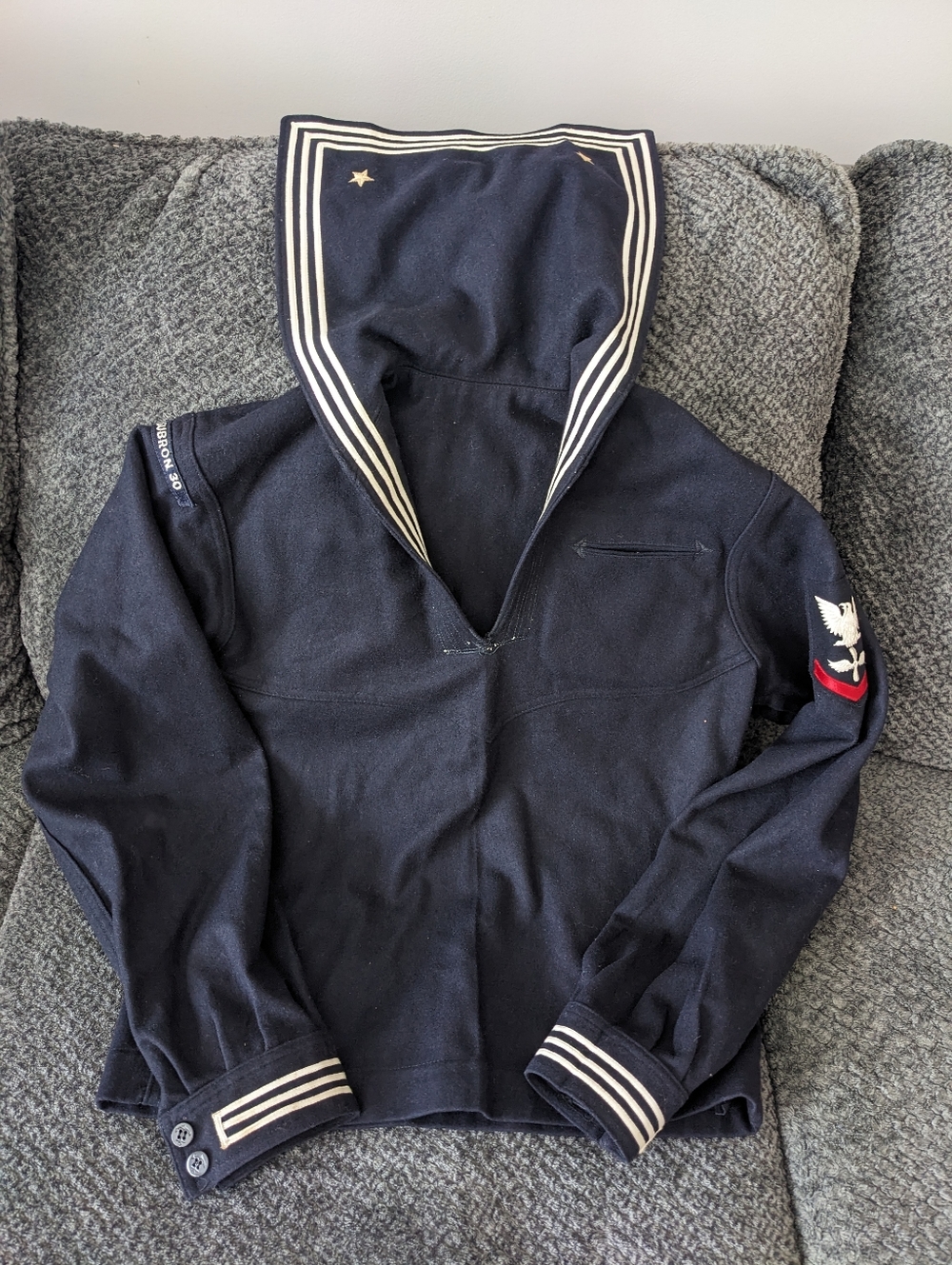 US Navy Jumper Mens 38R Dress Blue Crackerjack Vintage Wool Airantisubron 30